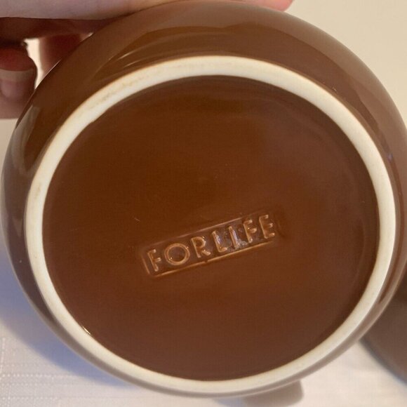 FORLIFE Design Set of Two Brown Ceramic Coffee Mugs Cups - Picture 3 of 7